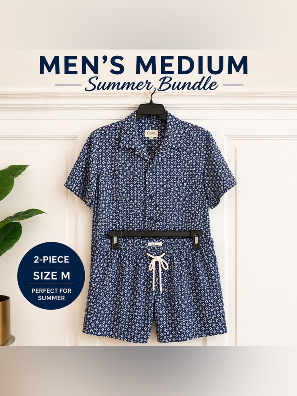 Men’s Medium Summer Bundle 4 Piece Cabana Swim Set Free Planet Shirt & Tank NWT - Picture 2 of 14